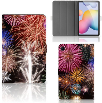 B2Ctelecom Bookcase Hoesje met foto Samsung Galaxy Tab S6 Lite Tablet Hoes met Standaard Vuurwerk