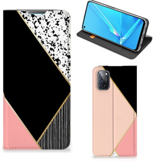 B2Ctelecom Bookcase Hoesje OPPO A52 | A72 Smart Cover Black Pink Shapes