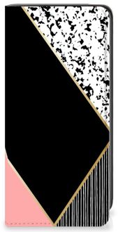 B2Ctelecom Bookcase Hoesje Samsung Galaxy A41 Smart Cover Black Pink Shapes