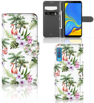 B2Ctelecom Bookcase Hoesje Samsung Galaxy A7 (2018) Design Flamingo Palms