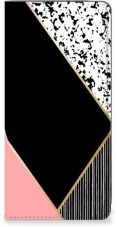 B2Ctelecom Bookcase Hoesje Samsung Galaxy A71 Smart Cover Black Pink Shapes