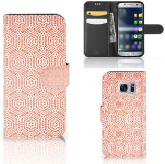 B2Ctelecom Bookcase Hoesje Samsung Galaxy S7 Pattern Orange