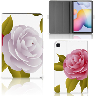 B2Ctelecom Bookcase Hoesje Samsung Galaxy Tab S6 Lite Hoesje met Standaard Roses