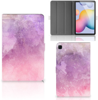 B2Ctelecom Bookcase Hoesje Samsung Galaxy Tab S6 Lite Tablet Hoes met Magneetsluiting Pink Purple Paint