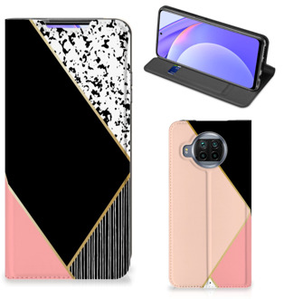 B2Ctelecom Bookcase Hoesje Xiaomi Mi 10T Lite Smart Cover Black Pink Shapes