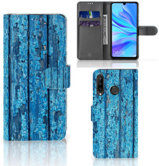 B2Ctelecom Bookcase Huawei P30 Lite Wood Blue