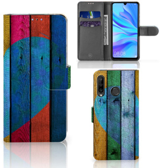 B2Ctelecom Bookcase Huawei P30 Lite Wood Heart