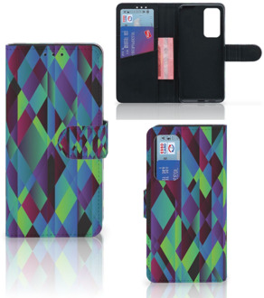 B2Ctelecom Bookcase Huawei P40 Hoesje Abstract Green Blue