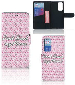 B2Ctelecom Bookcase Huawei P40 Hoesje Flowers Pink DTMP