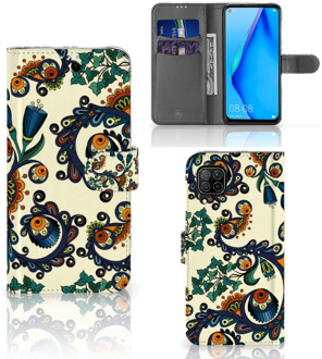 B2Ctelecom Bookcase Huawei P40 Lite Hoesje Barok Flower