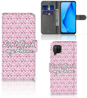 B2Ctelecom Bookcase Huawei P40 Lite Hoesje Flowers Pink DTMP