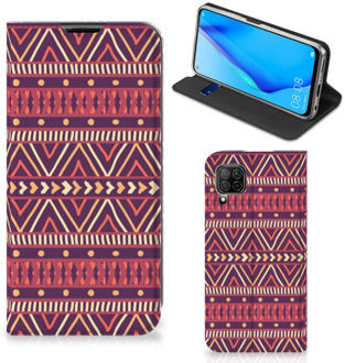 B2Ctelecom Bookcase Huawei P40 Lite Smart Cover Aztec Purple