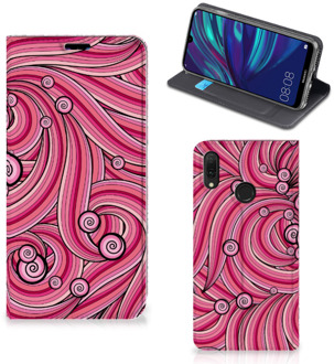 B2Ctelecom Bookcase Huawei Y7 hoesje Y7 Pro (2019) Swirl Pink