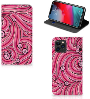 B2Ctelecom Bookcase iPhone 11 Pro Swirl Pink