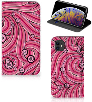 B2Ctelecom Bookcase iPhone 11 Swirl Pink