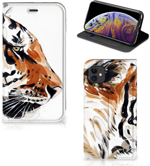 B2Ctelecom Bookcase iPhone 11 Watercolor Tiger