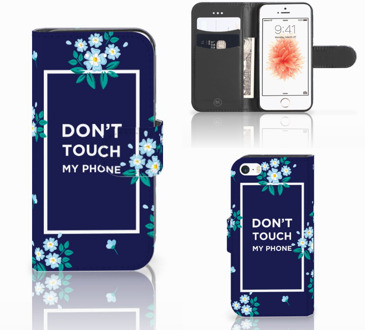 B2Ctelecom Bookcase iPhone 5s | SE Telefoonhoesje Flowers Blue DTMP