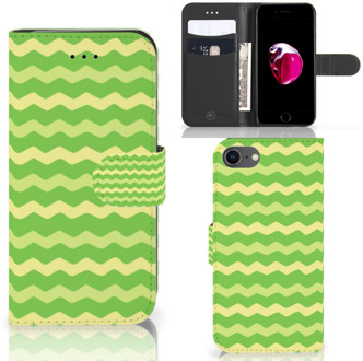 B2Ctelecom Bookcase iPhone 7/8 en iPhone SE 2020 Hoesje Design Waves Green