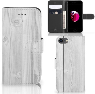 B2Ctelecom Bookcase iPhone 7/8 en iPhone SE 2020 Hoesje Design White Wood