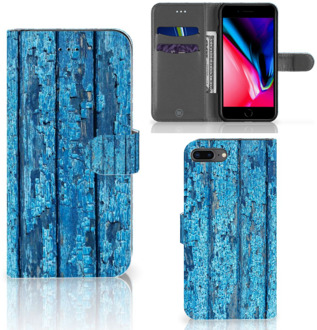 B2Ctelecom Bookcase  iPhone 7 Plus | 8 Plus Hoesje Wood Blue