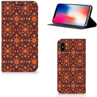 B2Ctelecom Bookcase iPhone Xs | X Batik Brown