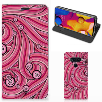 B2Ctelecom Bookcase LG V40 Thinq Swirl Pink