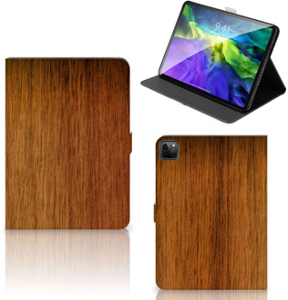 B2Ctelecom Bookcase met naam iPad Pro 11 (2020) Cover met Magneetsluiting Donker Hout