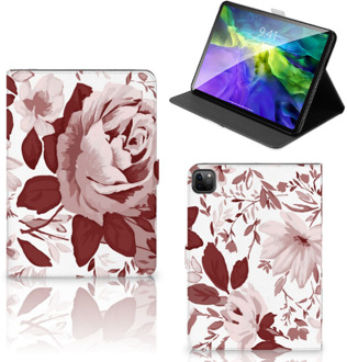 B2Ctelecom Bookcase met naam iPad Pro 11 (2020) Hoesje met Standaard Design Watercolor Flowers