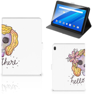 B2Ctelecom Bookcase met naam Lenovo Tab E10 Cover met Standaard Boho Skull