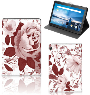 B2Ctelecom Bookcase met naam Lenovo Tablet M10 Hoesje met Standaard Design Watercolor Flowers