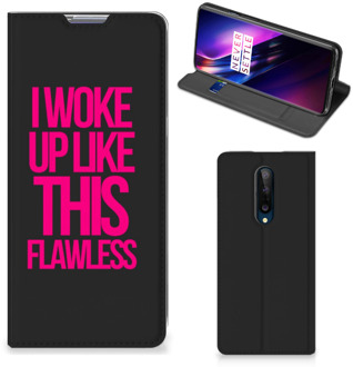 B2Ctelecom Bookcase met quotes OnePlus 8 Smart Cover Woke Up