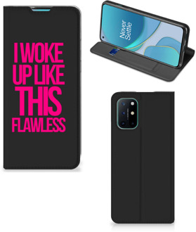 B2Ctelecom Bookcase met quotes OnePlus 8T Smart Cover Woke Up