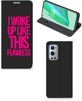 B2Ctelecom Bookcase met quotes OnePlus 9 Pro Smart Cover Woke Up