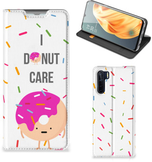 B2Ctelecom Bookcase met Quotes OPPO Reno3 | A91 Smartphone Hoesje Cadeautjes voor Meisjes Donut