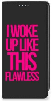 B2Ctelecom Bookcase met quotes Samsung Galaxy A41 Smart Cover Woke Up