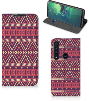 B2Ctelecom Bookcase Motorola G8 Plus Smart Cover Aztec Purple