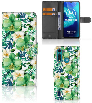 B2Ctelecom Bookcase Motorola G8 Power Lite GSM Hoesje Orchidee Groen