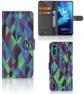 B2Ctelecom Bookcase Motorola G8 Power Lite Hoesje Abstract Green Blue