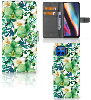 B2Ctelecom Bookcase Motorola Moto G 5G Plus GSM Hoesje Orchidee Groen