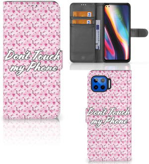 B2Ctelecom Bookcase Motorola Moto G 5G Plus Hoesje Flowers Pink DTMP