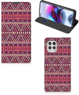 B2Ctelecom Bookcase Motorola Moto G100 Smart Cover Aztec Purple