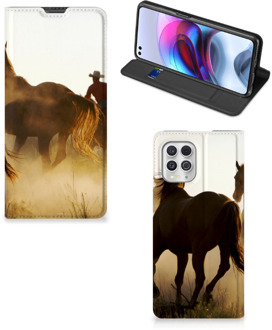 B2Ctelecom Bookcase Motorola Moto G100 Smart Cover Cowboy