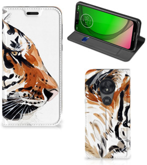 B2Ctelecom Bookcase Motorola Moto G7 Play Watercolor Tiger