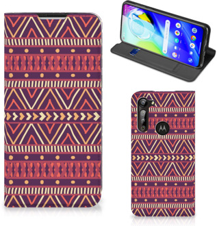 B2Ctelecom Bookcase Motorola Moto G8 Power Smart Cover Aztec Purple