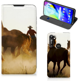 B2Ctelecom Bookcase Motorola Moto G8 Power Smart Cover Cowboy