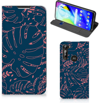 B2Ctelecom Bookcase Motorola Moto G8 Power Smartphone Hoesje Palm Leaves