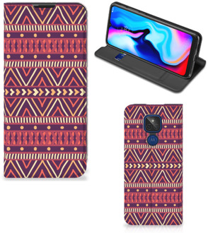 B2Ctelecom Bookcase Motorola Moto G9 Play Smart Cover Aztec Purple