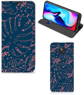 B2Ctelecom Bookcase Motorola Moto G9 Play Smartphone Hoesje Palm Leaves