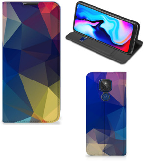 B2Ctelecom Bookcase Motorola Moto G9 Play Telefoon Hoesje Polygon Dark