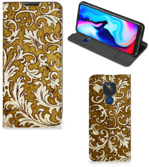 B2Ctelecom Bookcase Motorola Moto G9 Play Telefoonhoesje Barok Goud